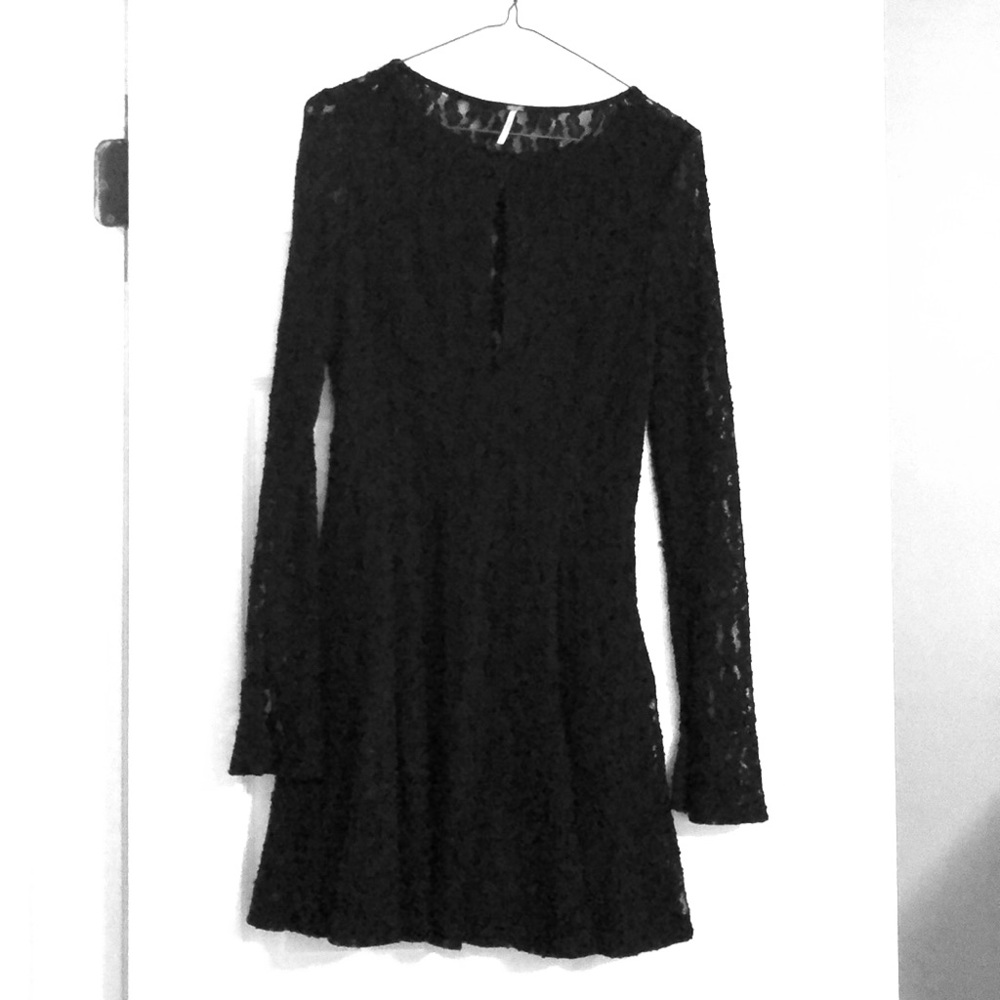 Free People black lace long sleeve dress